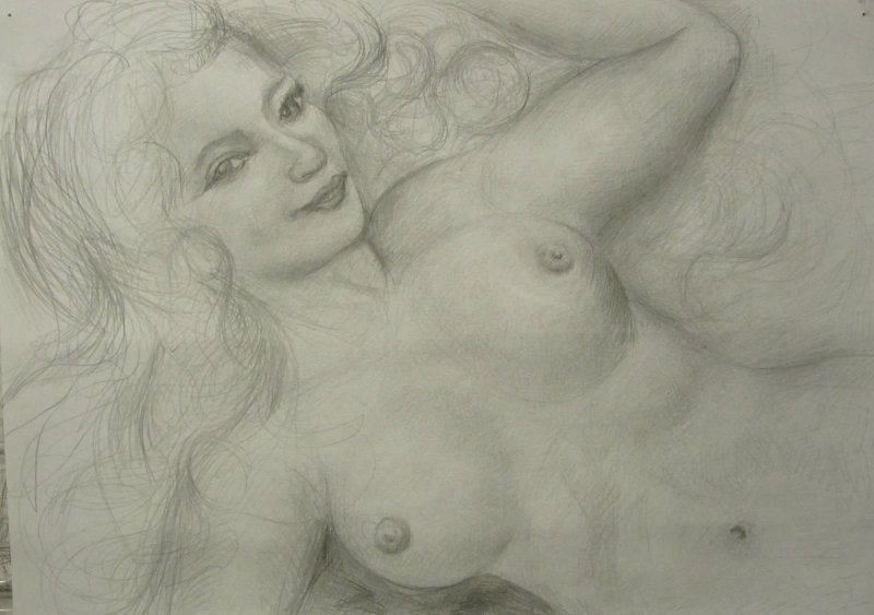 Drawing of a naked woman