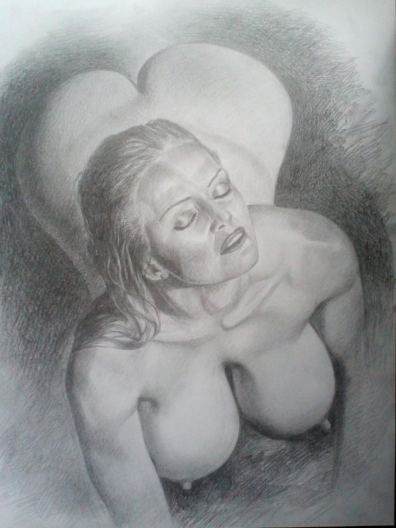 Pencil portrait of nude