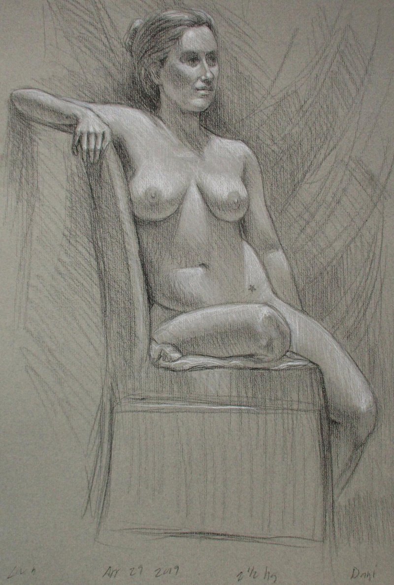 The model is drawing