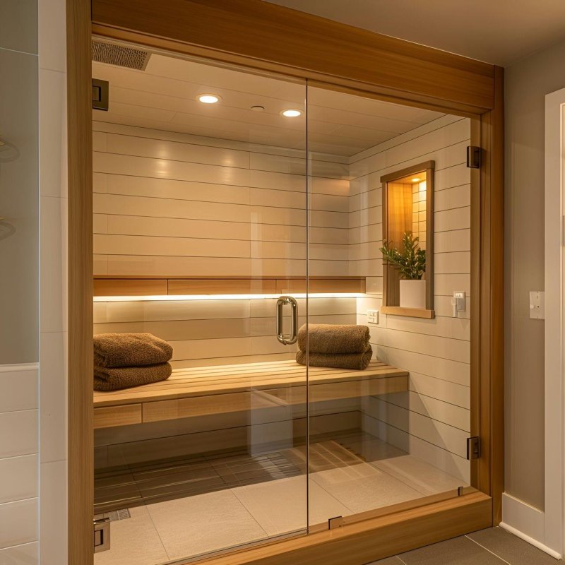 Glass partition in the sauna