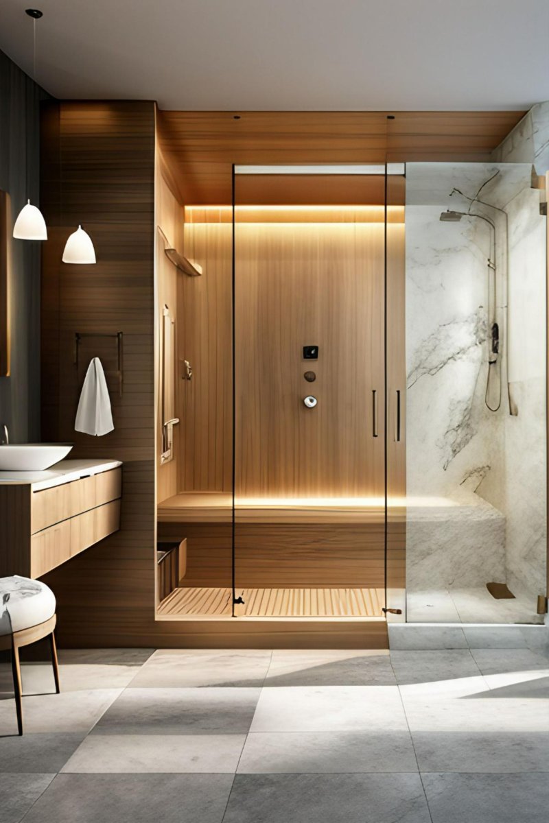 Shower in the steam room
