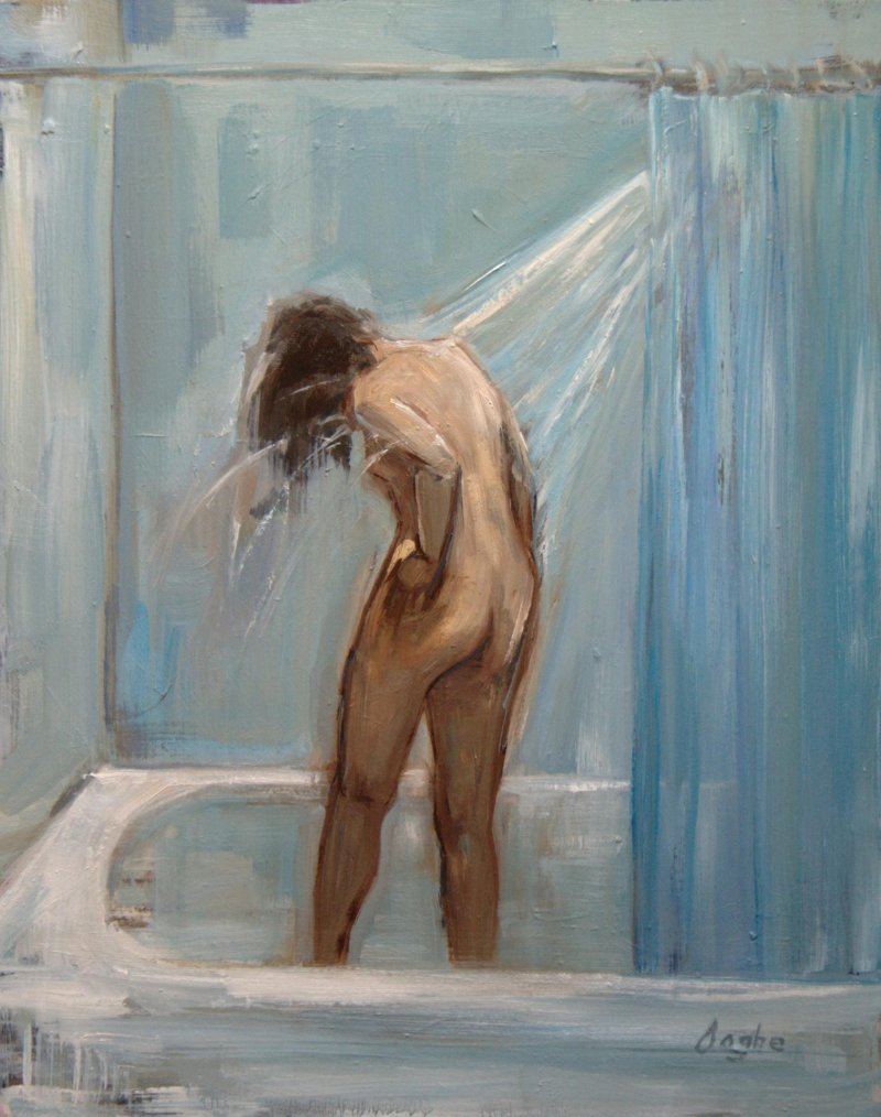Picture of a naked woman in shower