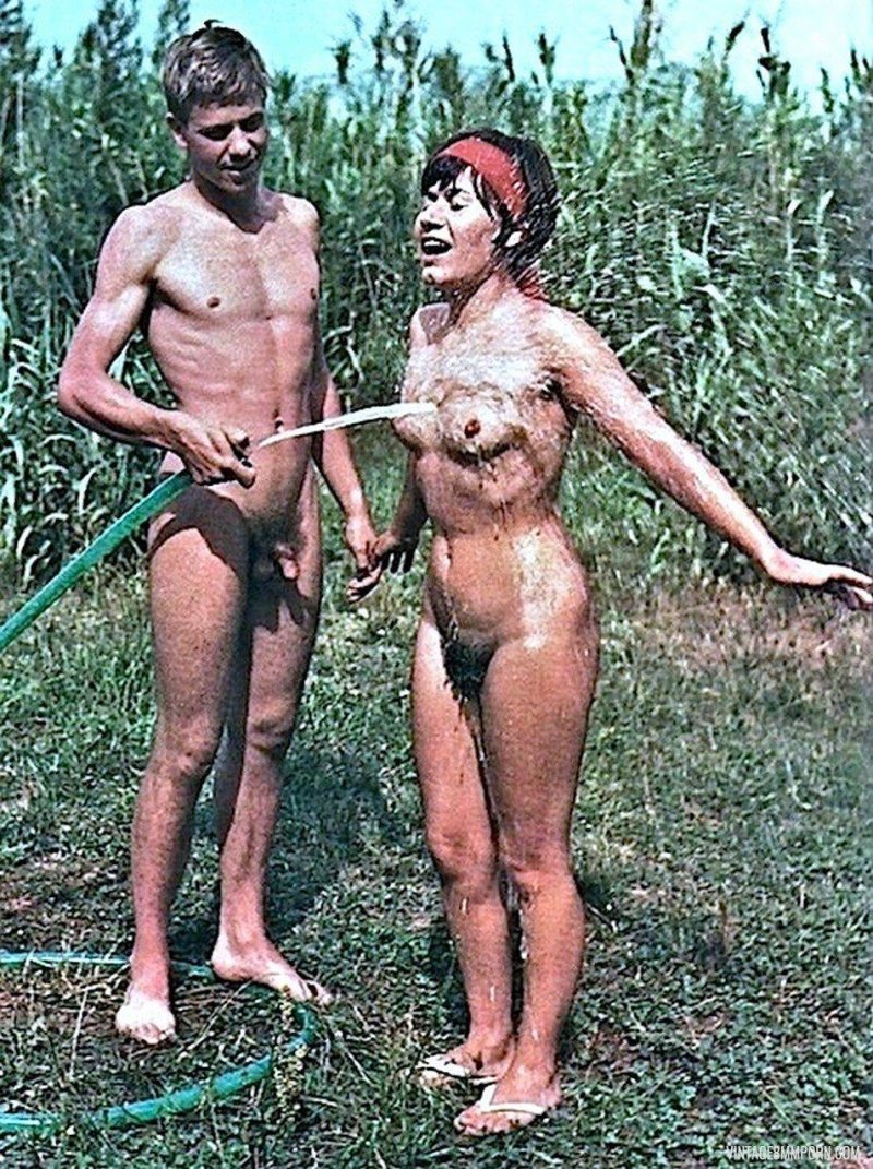 Retro nudist elderly erection