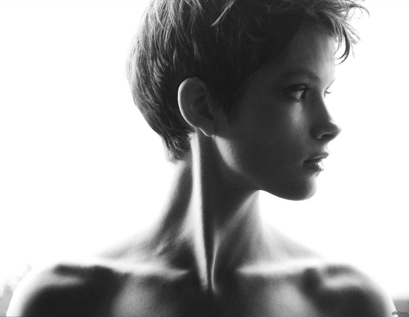 Beautiful girl with a short haircut
