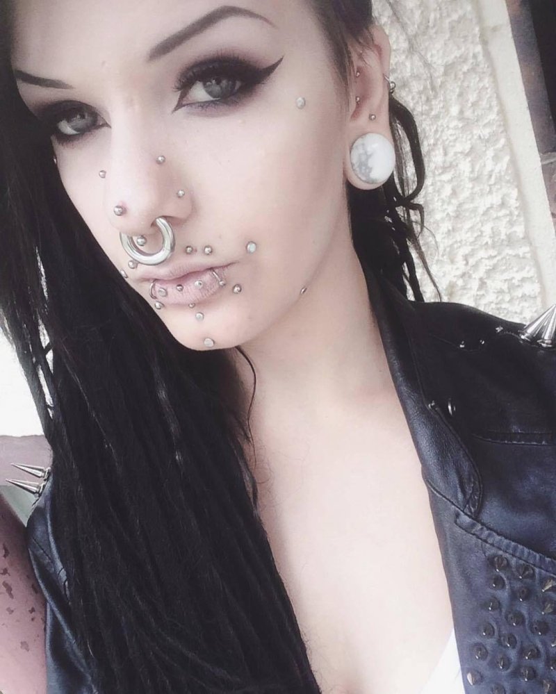Piercing on the face of girls