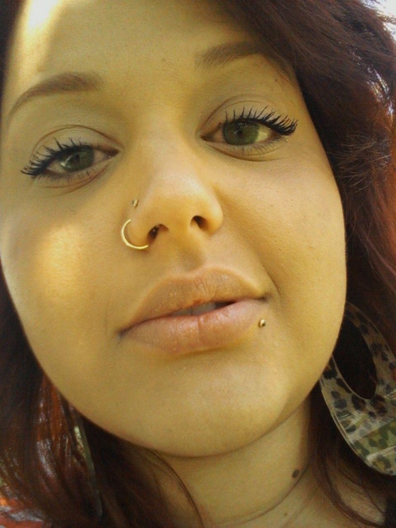Piercing above the lip of girls