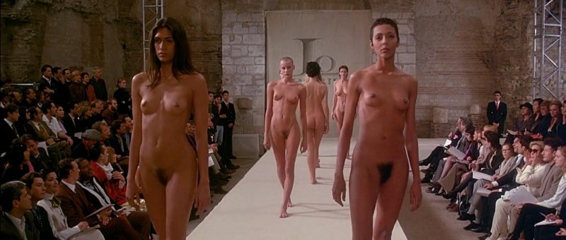 Naked model on the catwalk