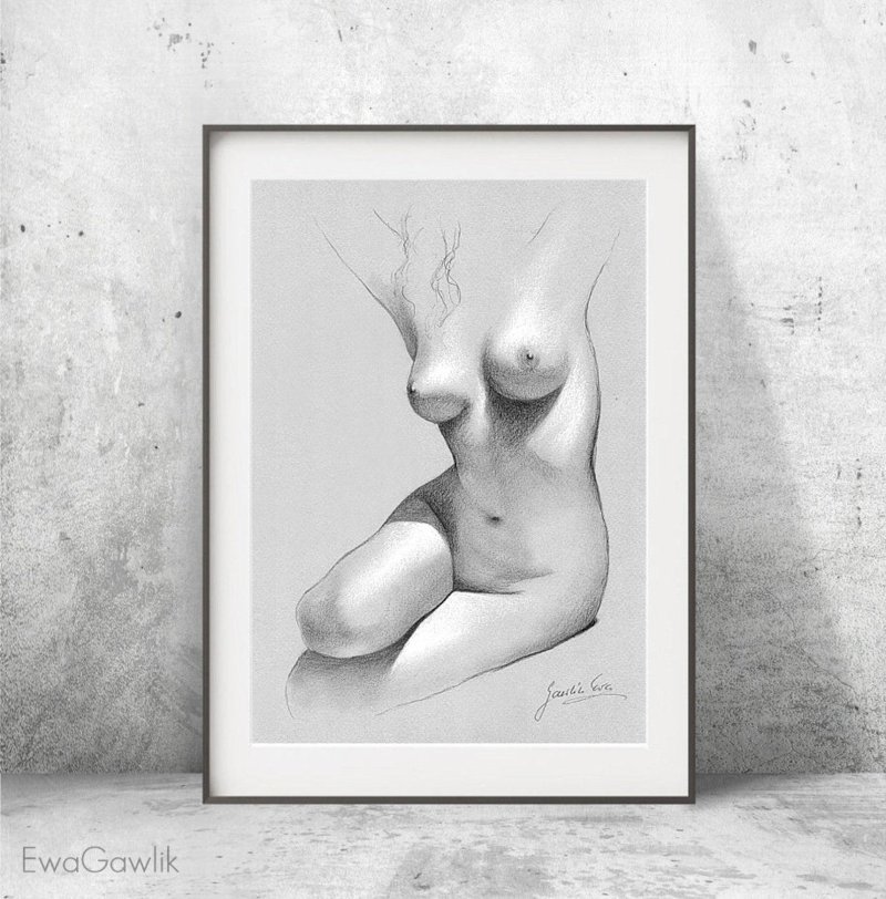Figures with a pencil of naked women