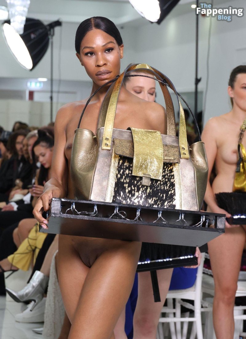 Naked fashion models on the catwalk