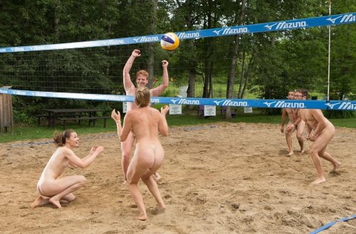 Naked play volleyball