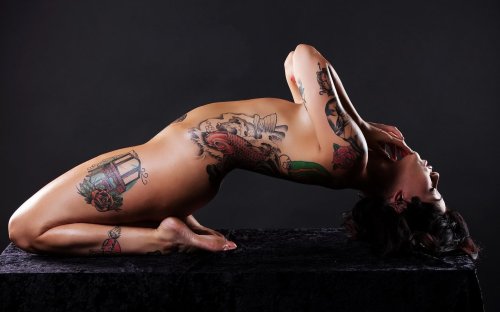 Naked women with a tattoo