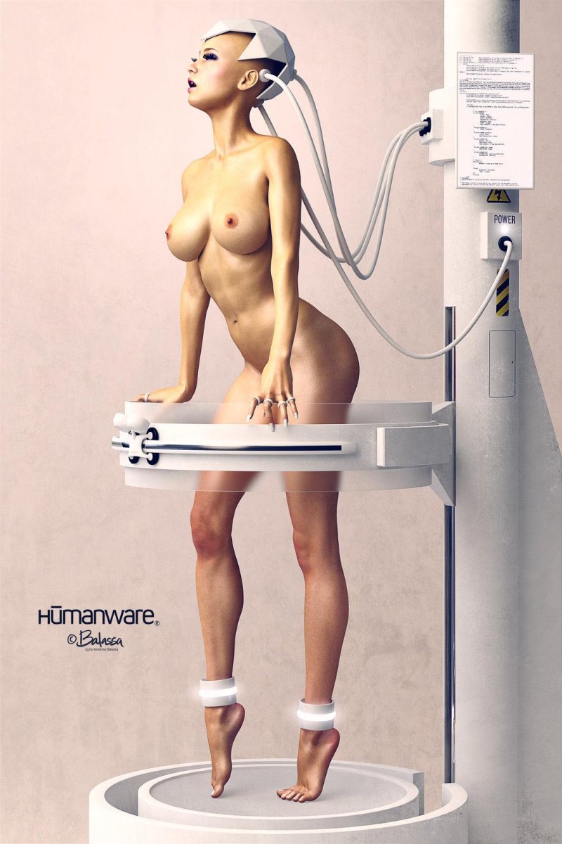 Naked woman in the laboratory
