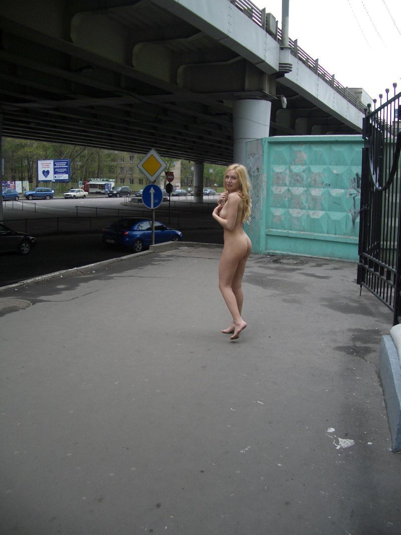 Blondes naked on the street