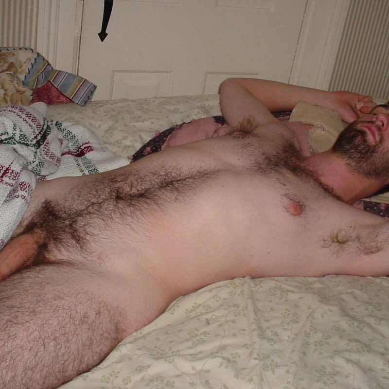 Drunk naked man sleeps