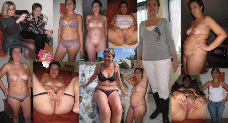 Dressed and stripped elderly women