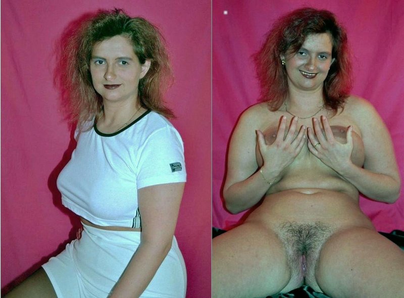 Dressed and striped hairy women