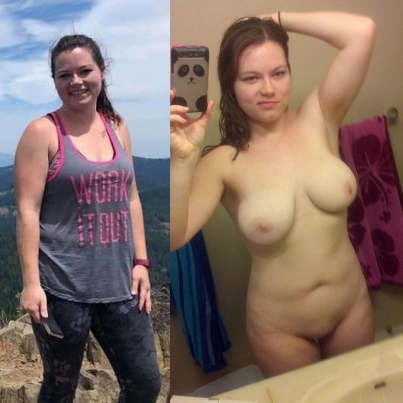 Girl before and after losing weight