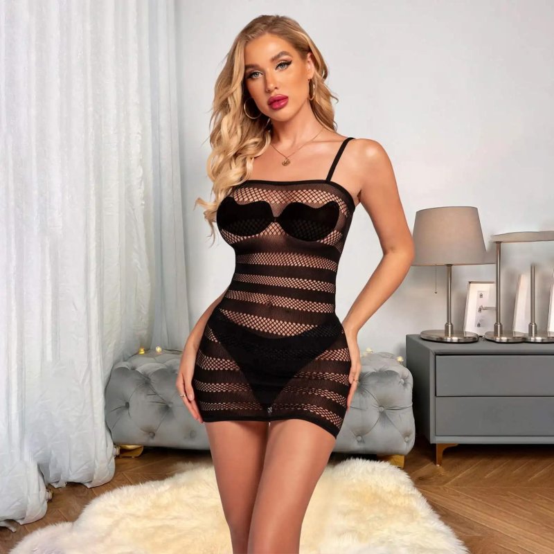 Erotic mini dress in a net
