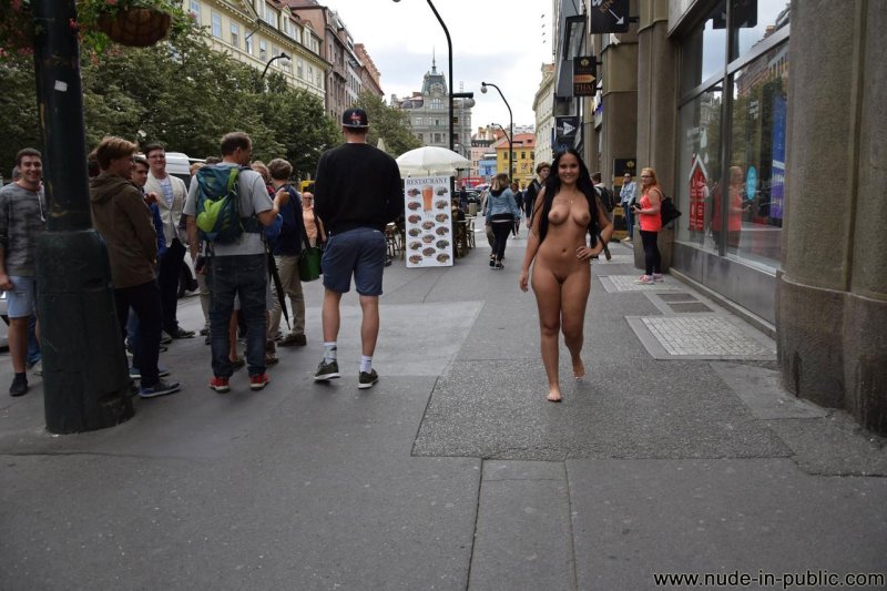 Walking naked along the street
