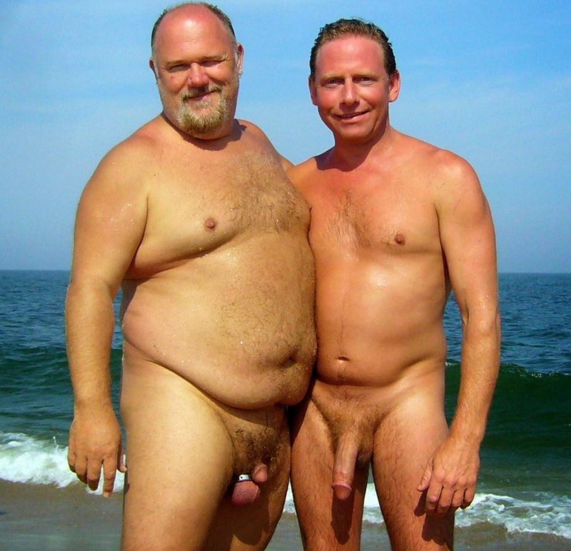 Naked old men on the beach