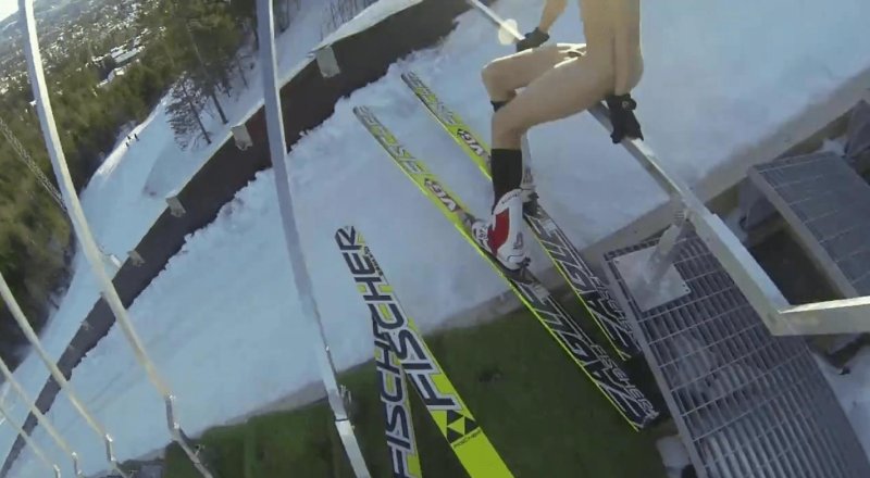 Skiing with a springboard Olympic sport