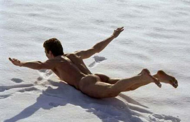 Men in the snow naked