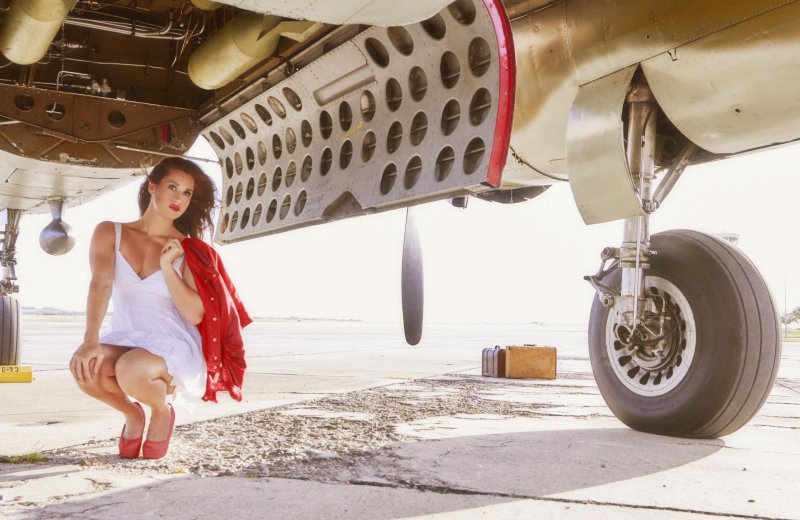Girl on an airplane