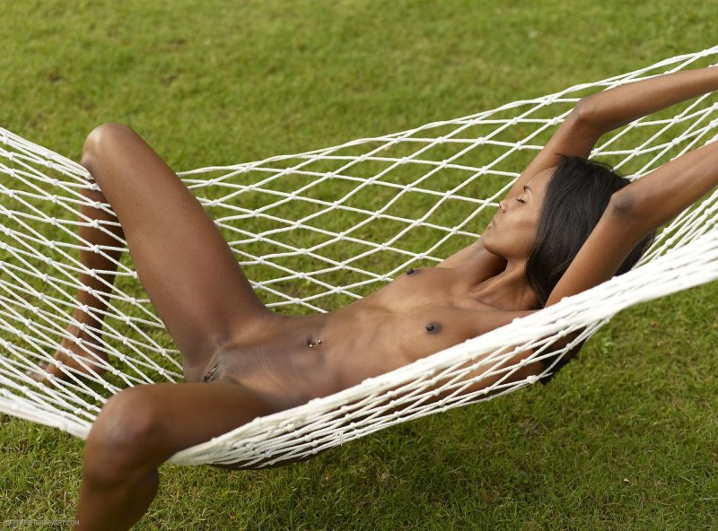 Girls without panties in hammock